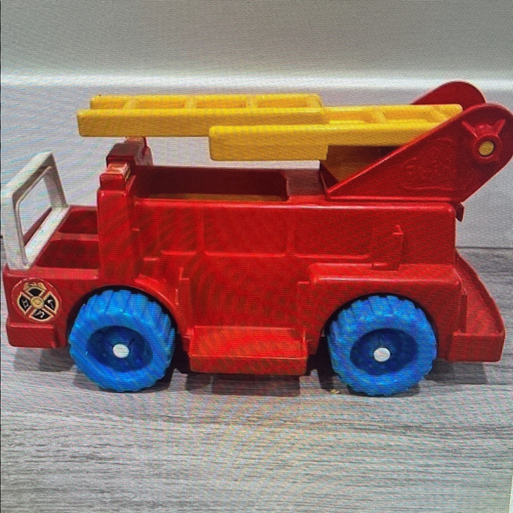 Red Fire Truck Toy with Blue Wheels